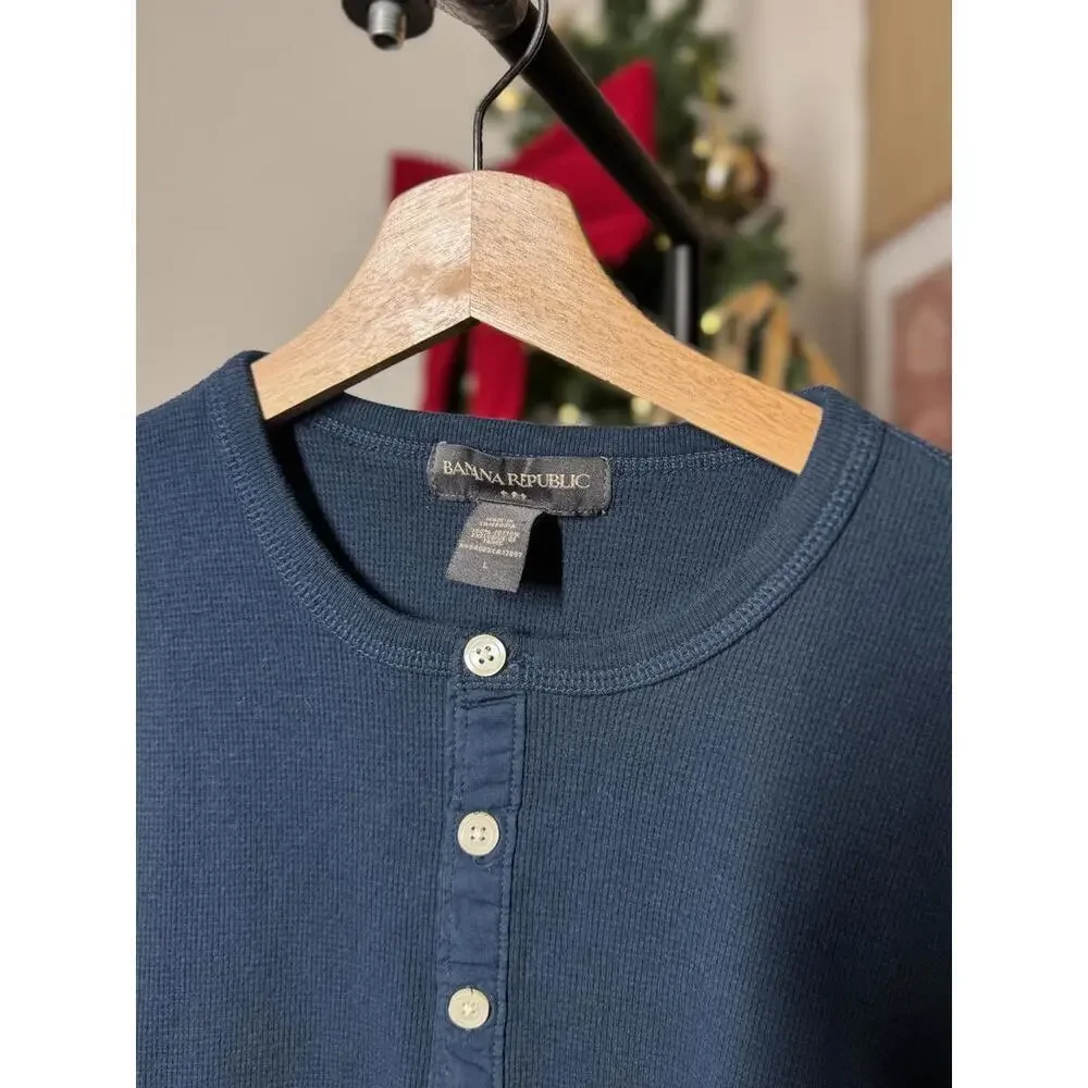 Men's Blue Henley Sweater by Banana Republic